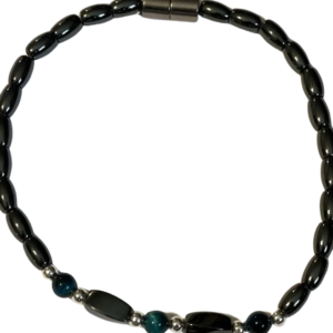 Black hematite bracelet with blue beads